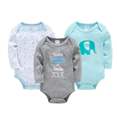 Thumbnail: 6 PCS 3 PCS Kavkas Baby Boys Girls Bodysuit Long Sleeve 100% Cotton Baby Clothes