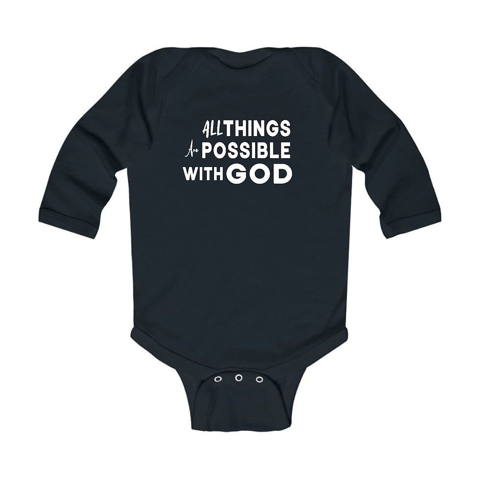 Thumbnail: Infant Long Sleeve Graphic T-shirt - All Things are Possible with God