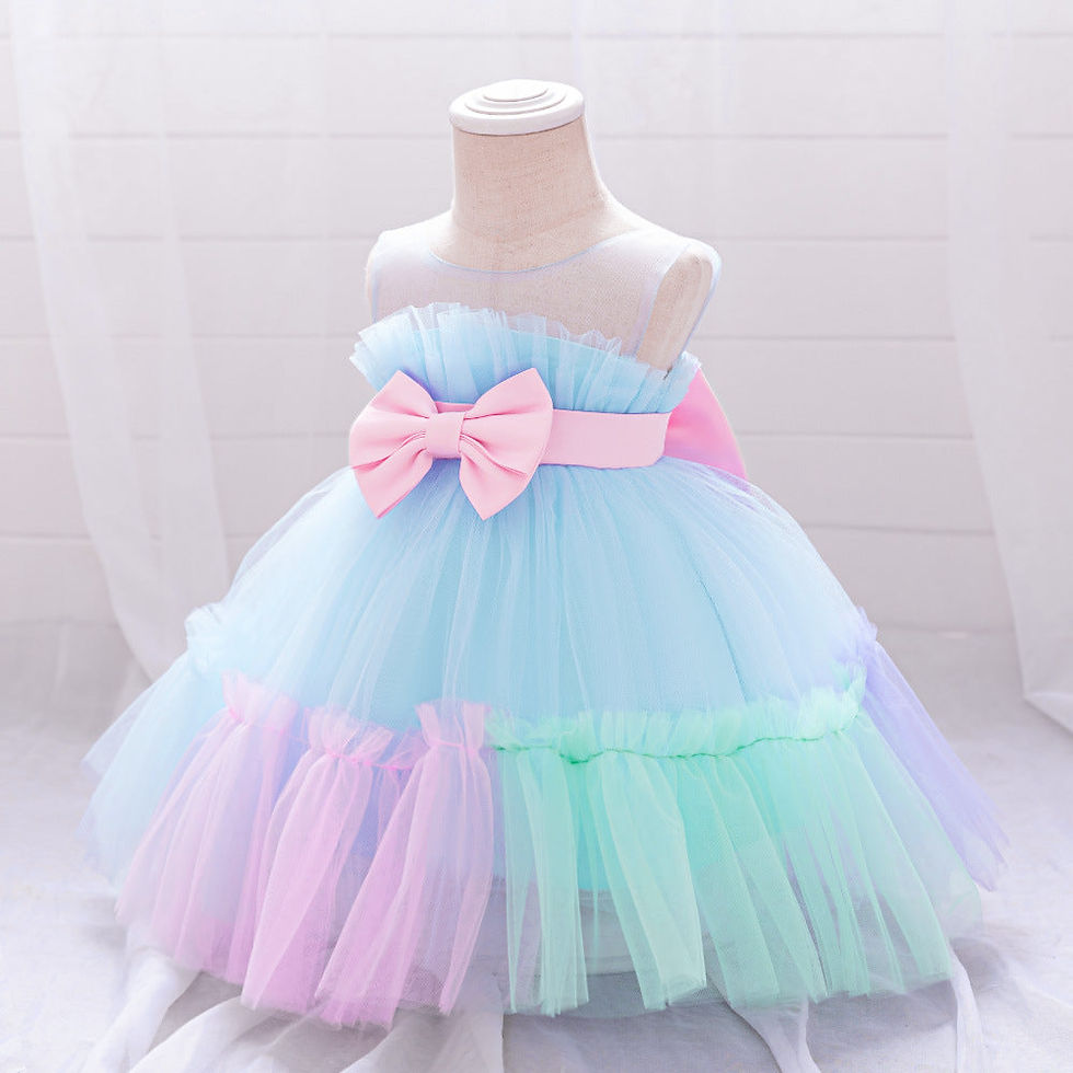 Thumbnail: Summer Baby Kids Girls Princess Crew Neck Sleevele