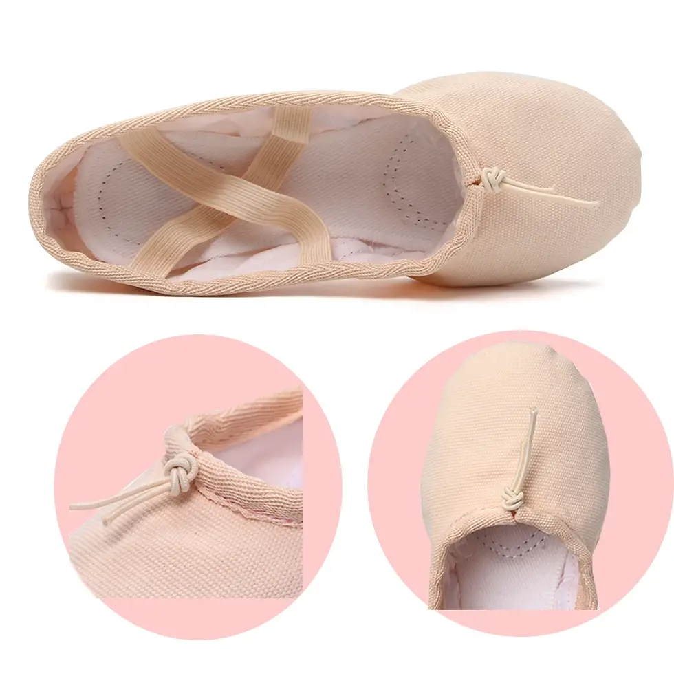 Thumbnail: Girls Ballet Shoes Canvas Flat Ballet Dancing Slippers Dance Shoes for Adult