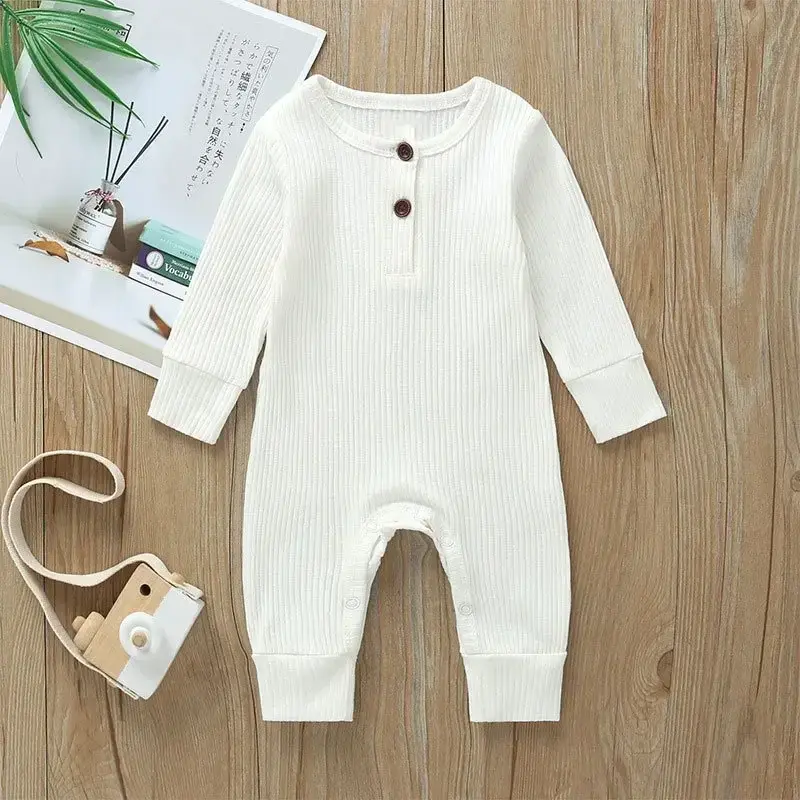 Thumbnail: Soft Ribbed Long Sleeve Sleepsuit with Button Placket