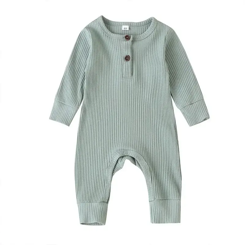 Thumbnail: Soft Ribbed Long Sleeve Sleepsuit with Button Placket