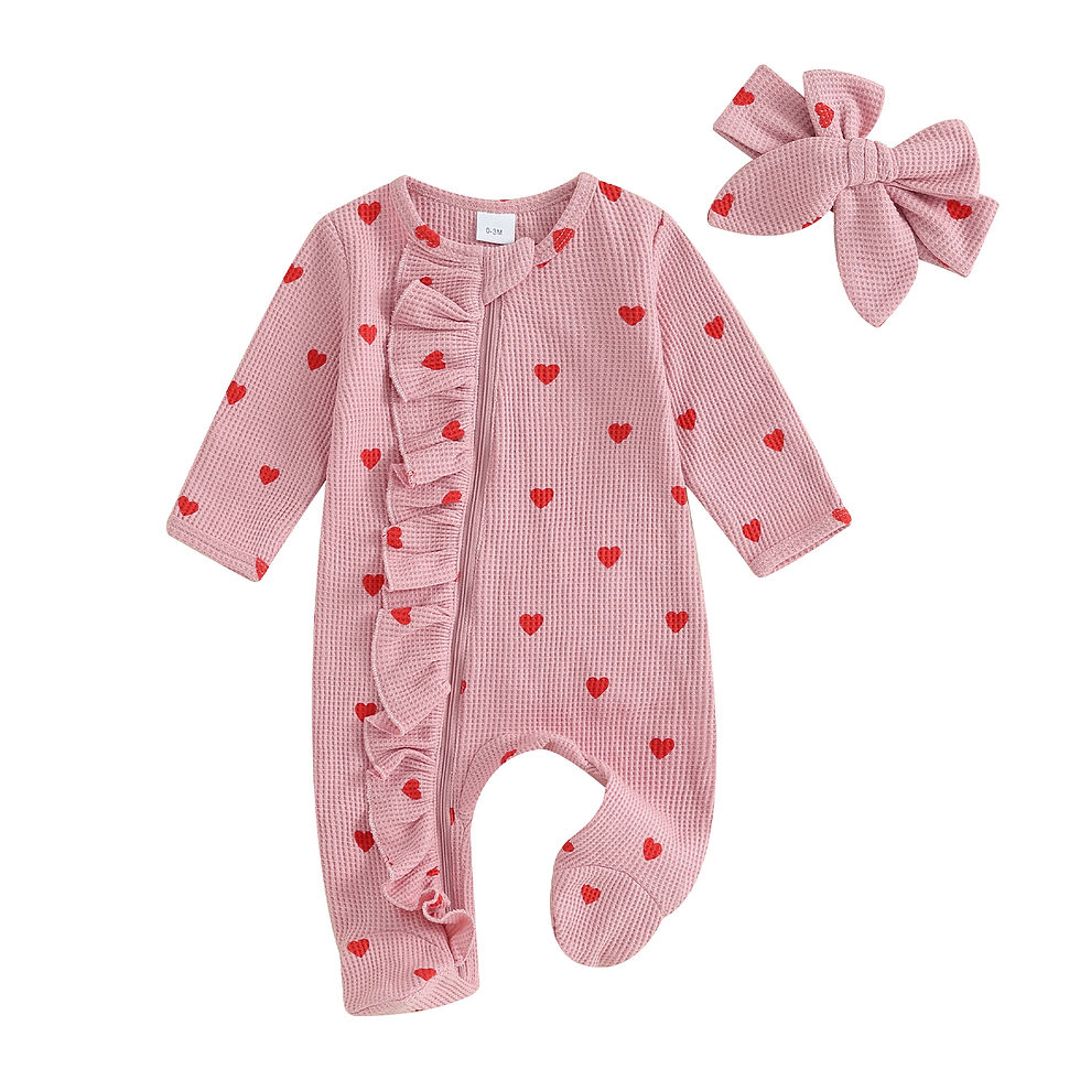 Thumbnail: The Heart Embroidery Waffle Babygrow Set – Blush