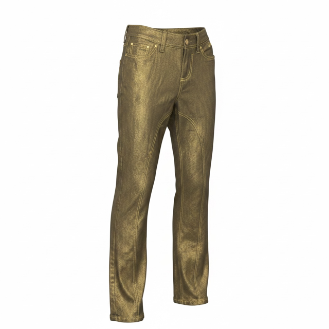 Thumbnail: House of Dereon Metallic Gold Slim Fit Pants