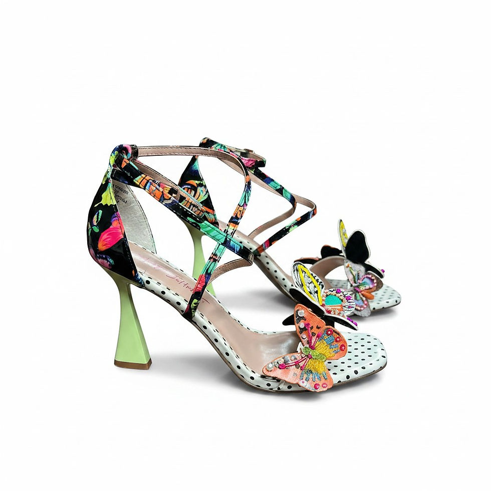 Thumbnail: Betsy Johnson Colorful Butterfly Heeled Sandals