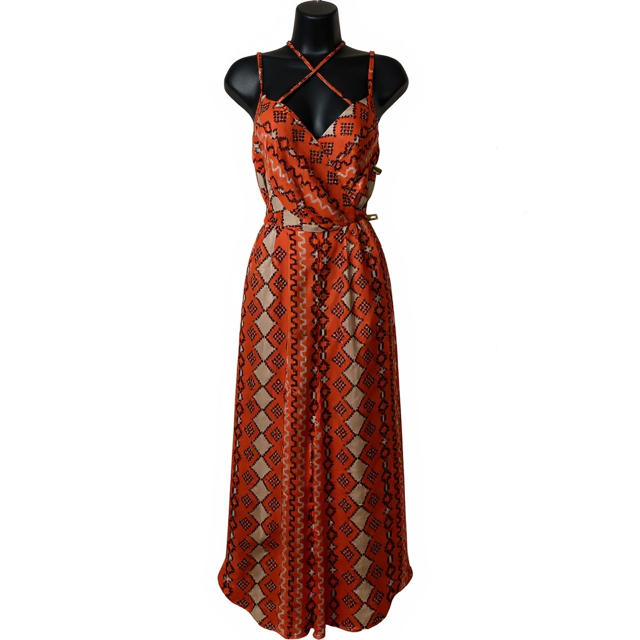 Thumbnail: Stylish Orange and Cream Printed Wide Leg Jumpsuit