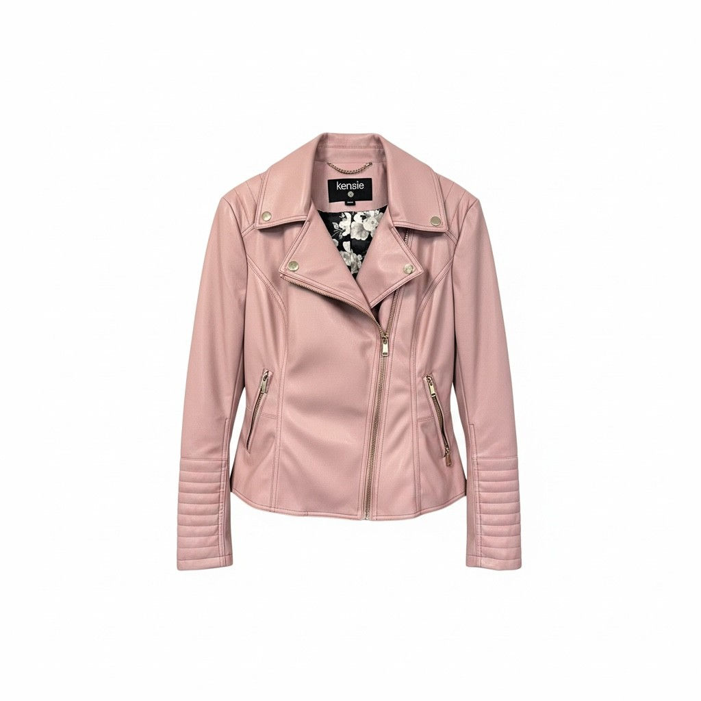 Kensie Women's Pink Faux Leather Jacket