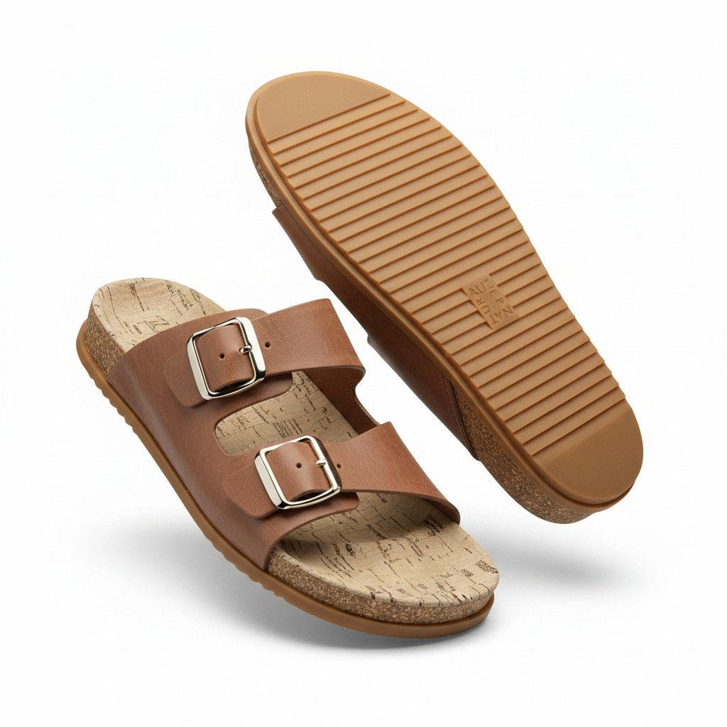Brown Leather Neutralizer Slide Sandals