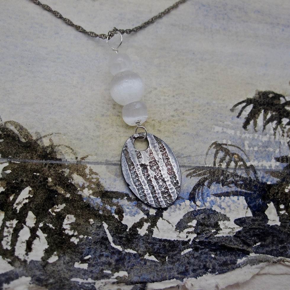 Thumbnail: Water's Edge Handcrafted, Sterling Silver pendant with Selenite