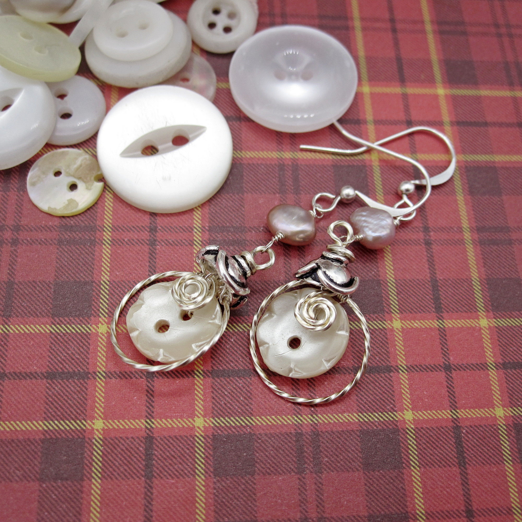 Pearl Button Earrings