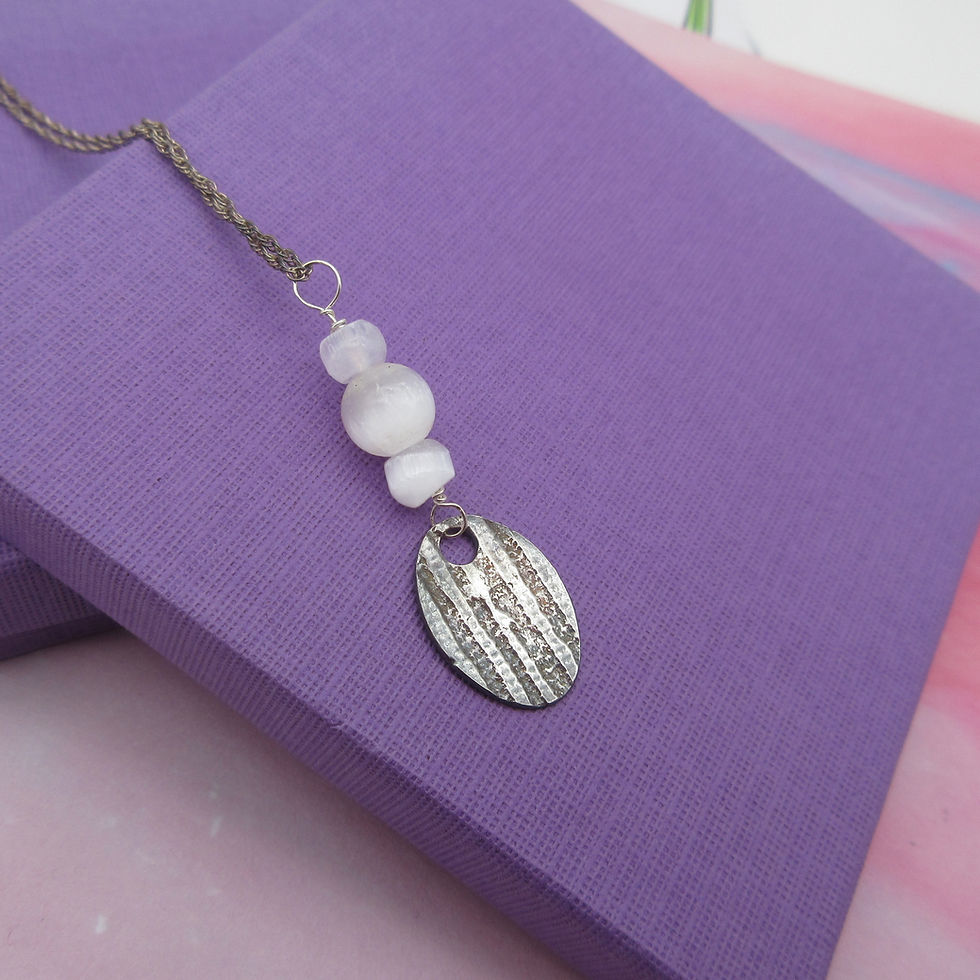 Thumbnail: Water's Edge Handcrafted, Sterling Silver pendant with Selenite