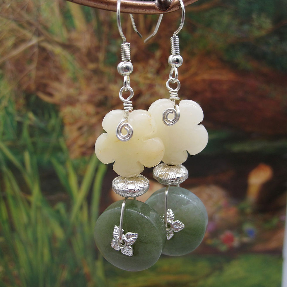 Thumbnail: Flower Earrings, Quartzite and Jasper