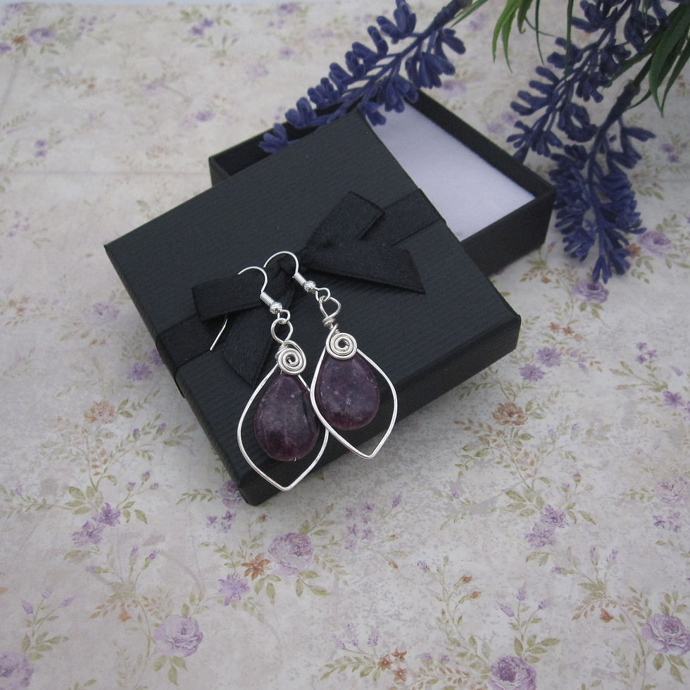 Thumbnail: Purple Earrings with Lepidolite, Silver Plated, Gift for Her