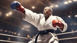 Man in Judo attire demonstrating a technique, symbolising a graceful, collaborative approach to conflict resolution.