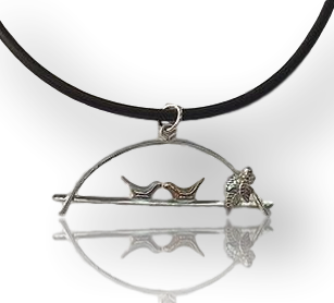 2 Birds on Rubber Necklace