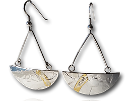 Silver, 9ctGold Half Circle Earrings
