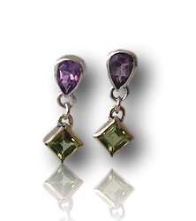 Amethyst & Peridot 9ct Gold Drops