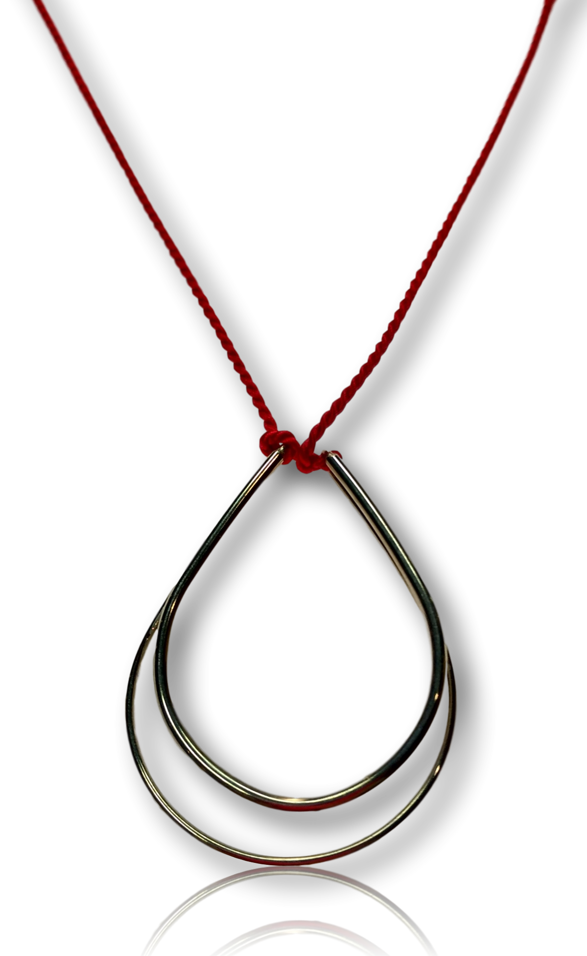 Med Silver Scallop on Silk - Red
