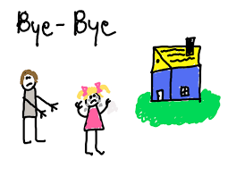 Child's drawing moving house