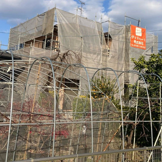 菊池郡菊陽町　外壁塗装工事　足場仮設