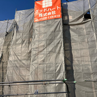 菊池郡菊陽町　外壁塗装工事　足場仮設