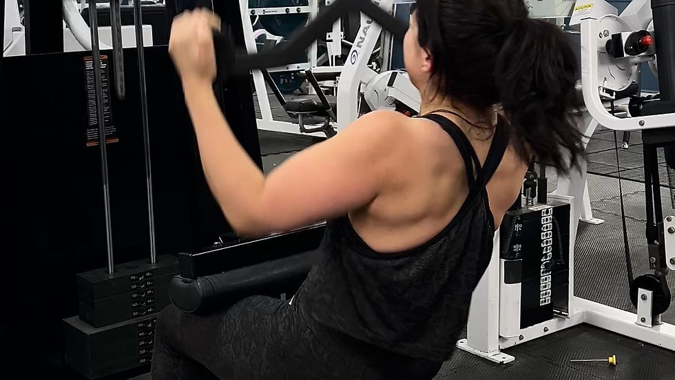 Kelsey smashing her back workout, after a long shift at work