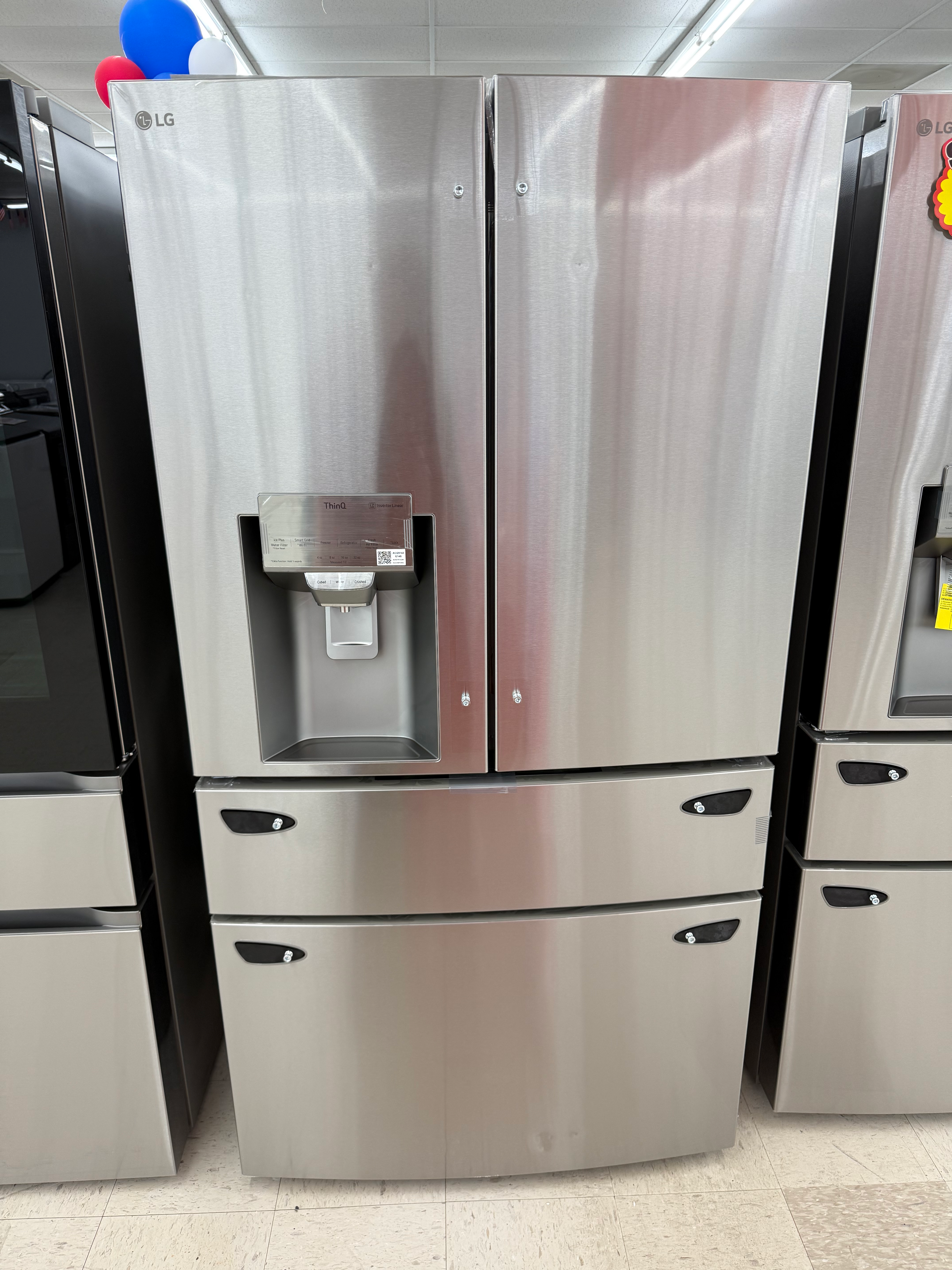 30 cu. ft. 4-Door French Door Fridge, Convert Drawer, Print Poof Stainless Steel