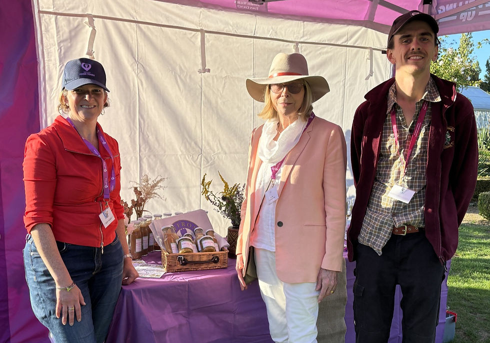 Rachel Hewlett of Hello Foods Tours, Liz Lake, Chair of the Friends and Nathan Doe, Senior Gardener at Bridge End Garden