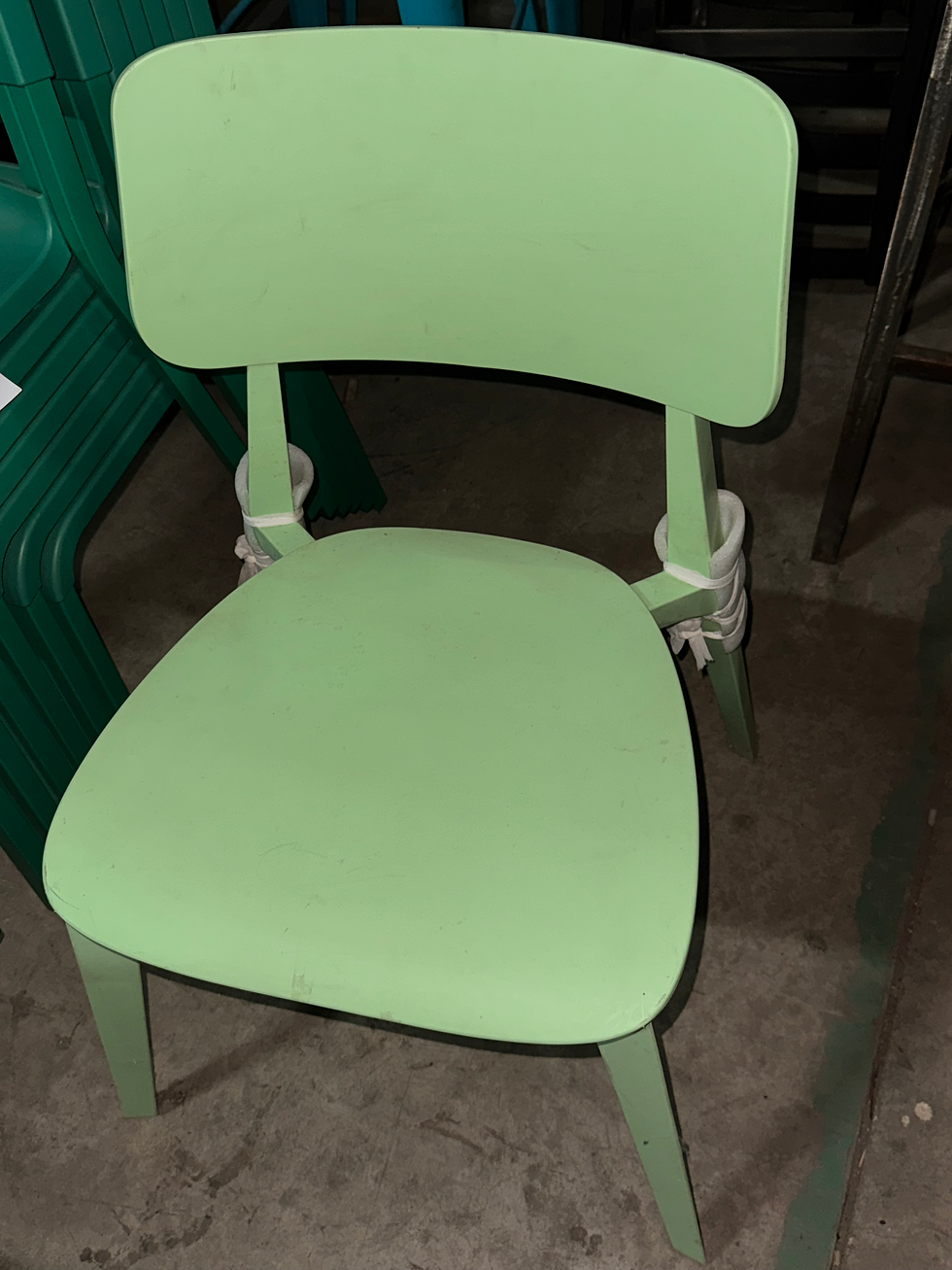 Thumbnail: Green Metal and Plastic Wide Seating, Light Green Chair