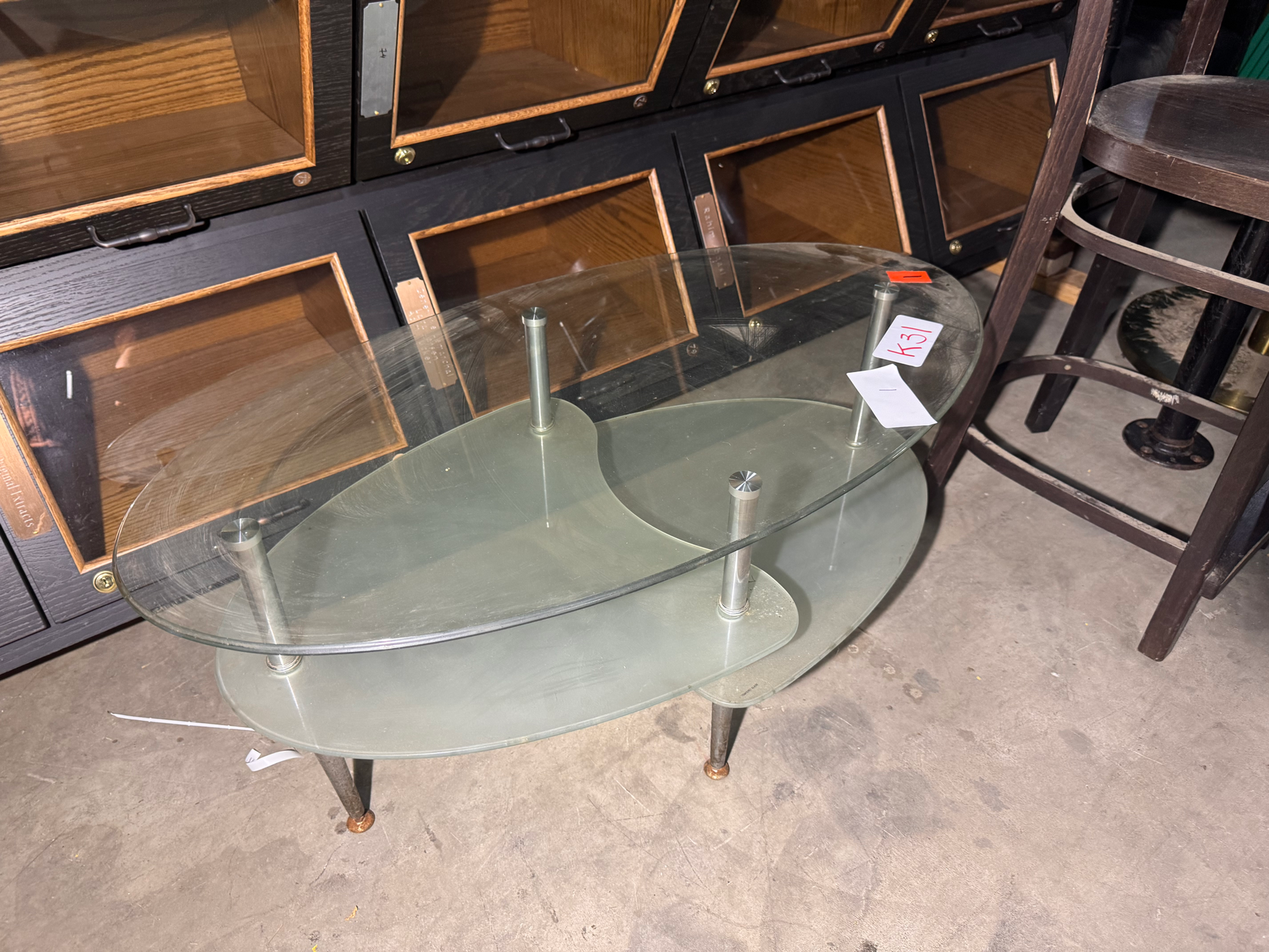 Glass and Stainless Steel Coffee Table/Shelf