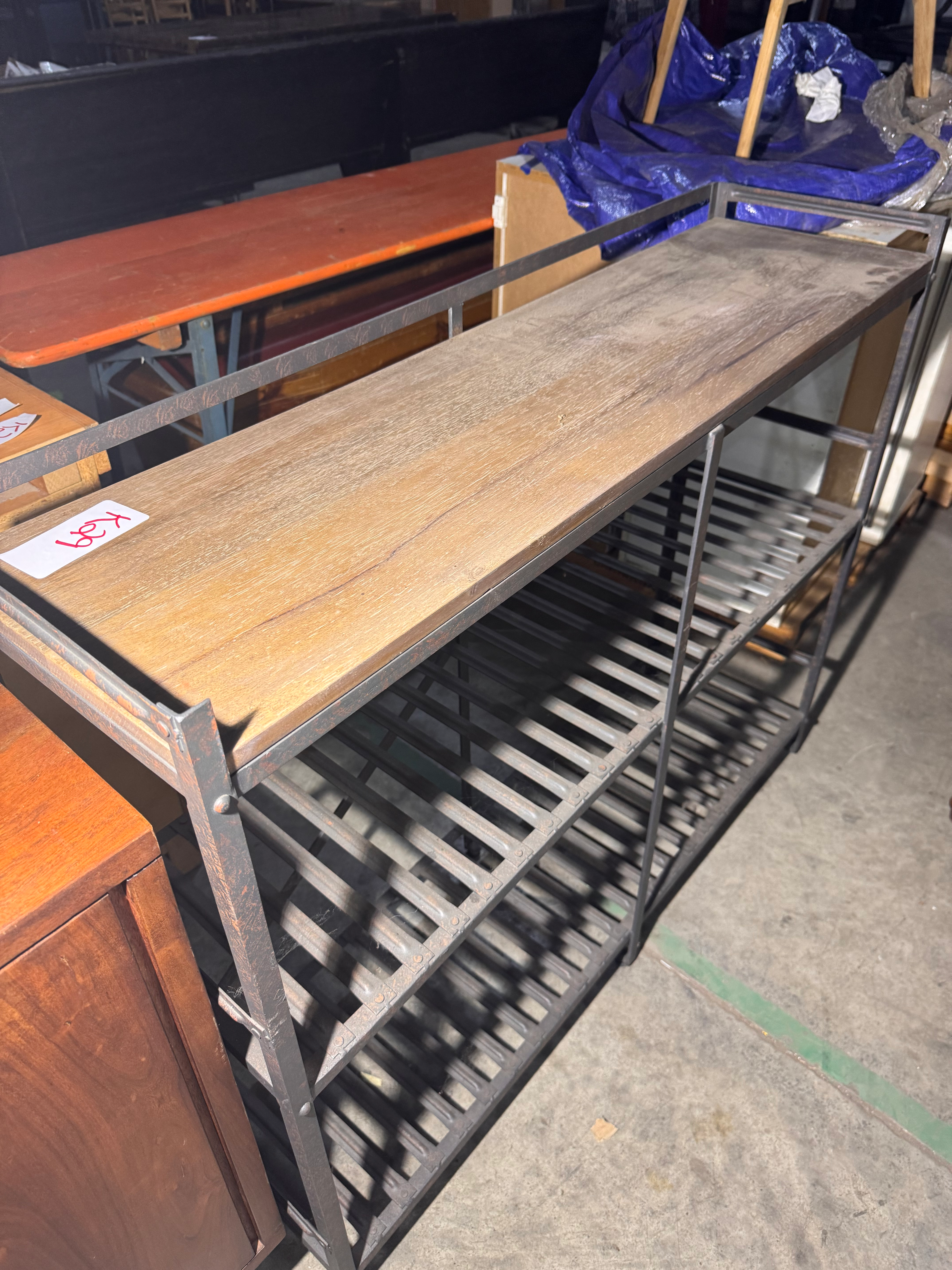 Metal and Wood Top Bookshelf