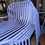 Thumbnail: Blue Metal Slatted Outdoor Bar Chairs