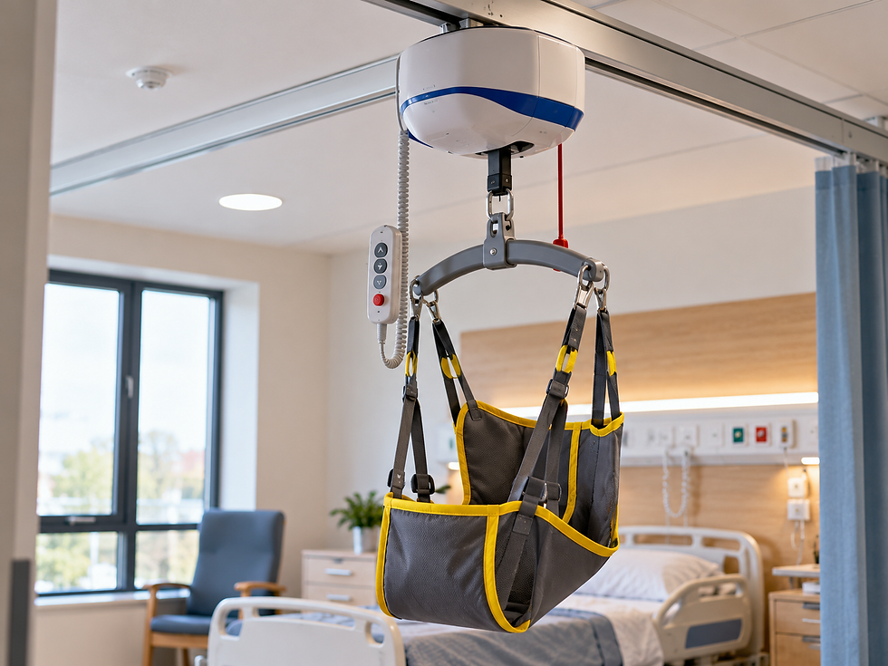 a hoist and sling in a care home