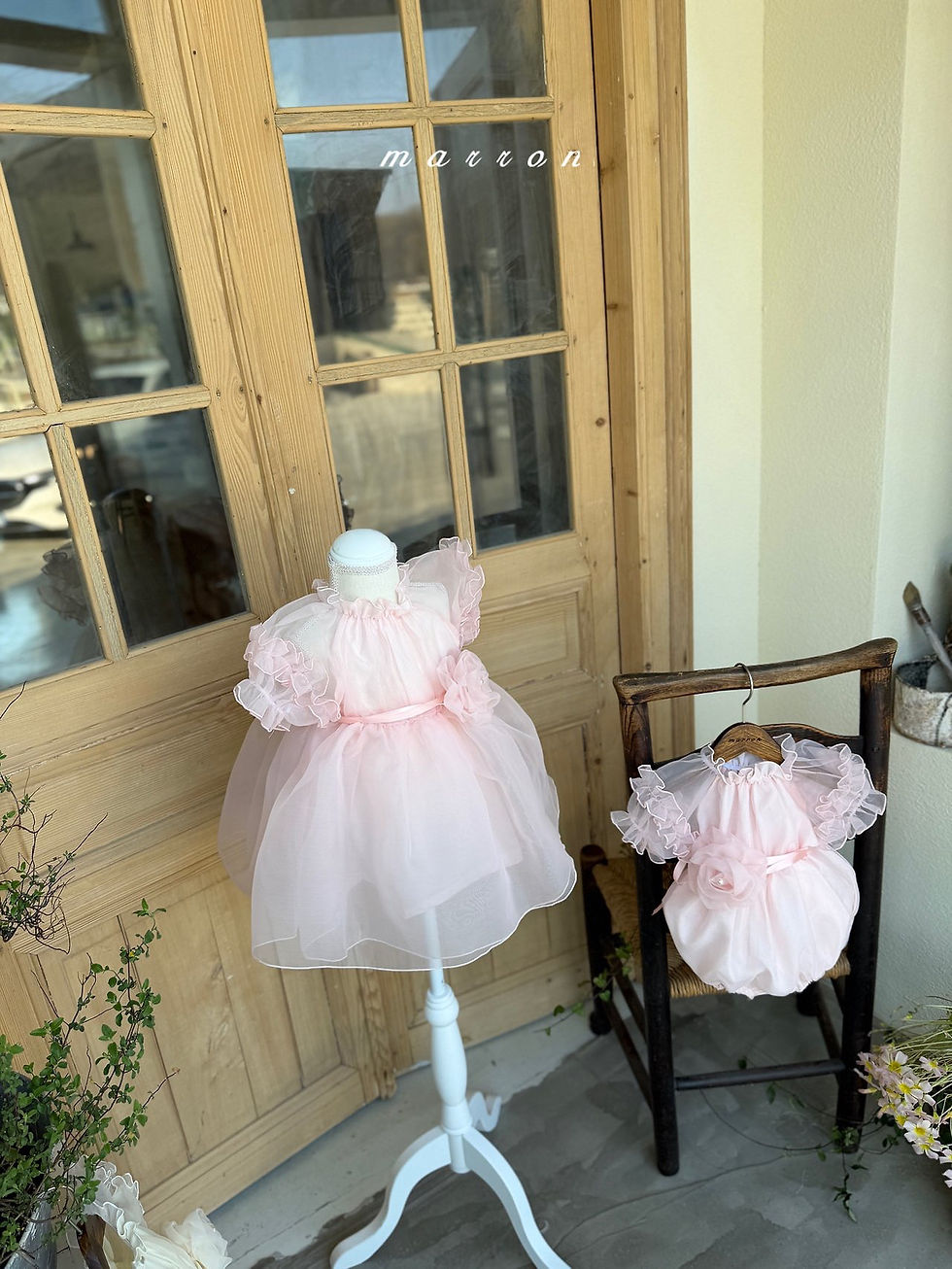縮圖：花邊袖♥歐根紗夾衣+立體花腰帶