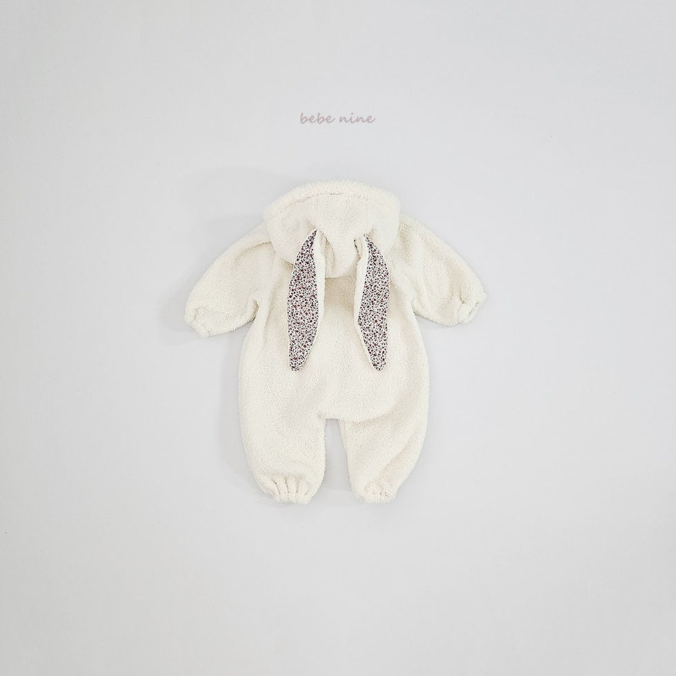 縮圖： 碎花布兔耳朵🐰雙面絨連身衣