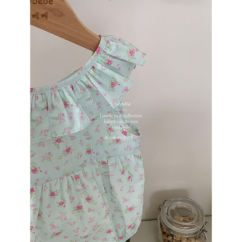 縮圖：荷葉花邊領♥碎花背心夾衣