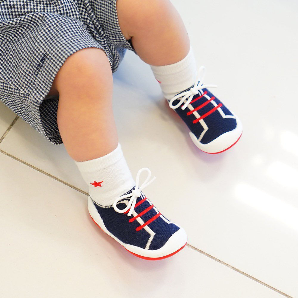 深藍色✨拼色學步鞋