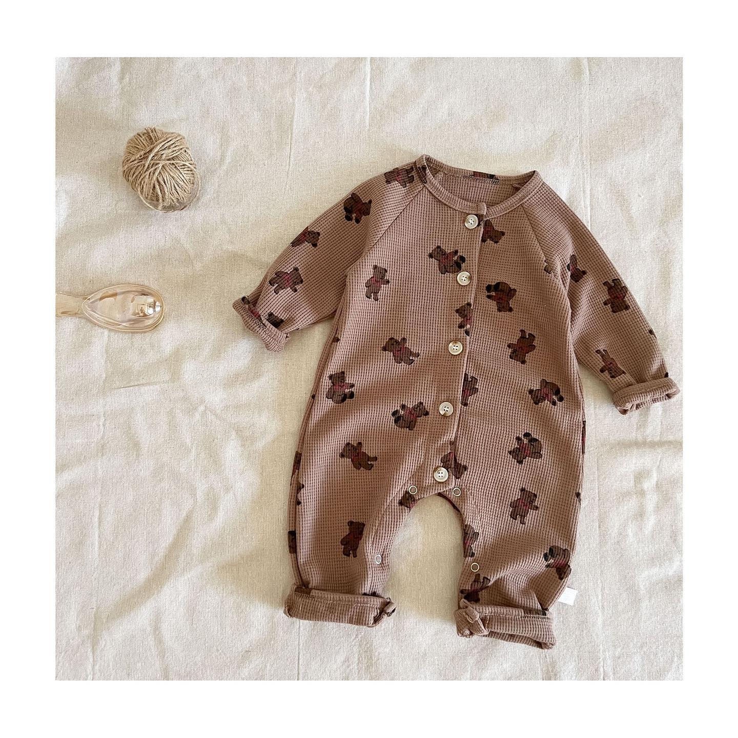 熊仔滿印✨Waffle-Knit長袖夾衣