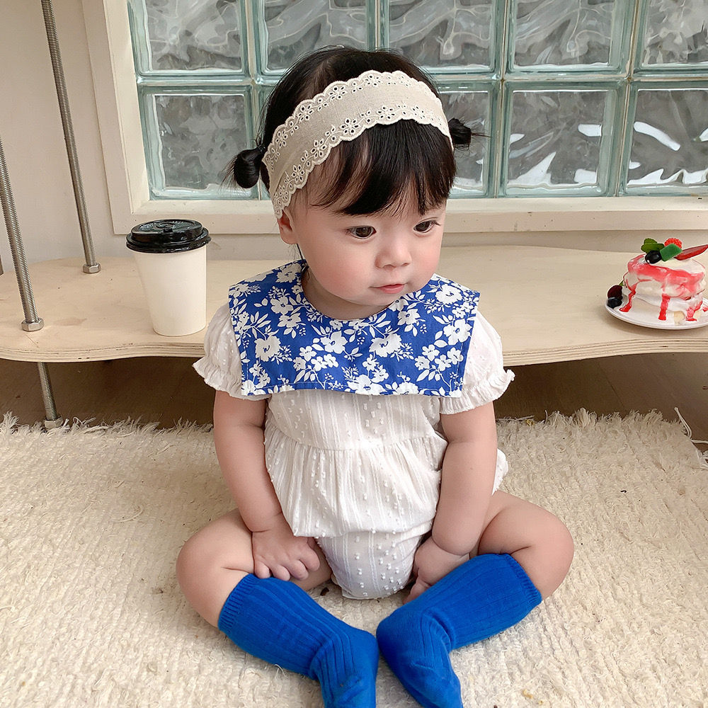 透薄款✨藍色碎花領壓花Baby夾衣