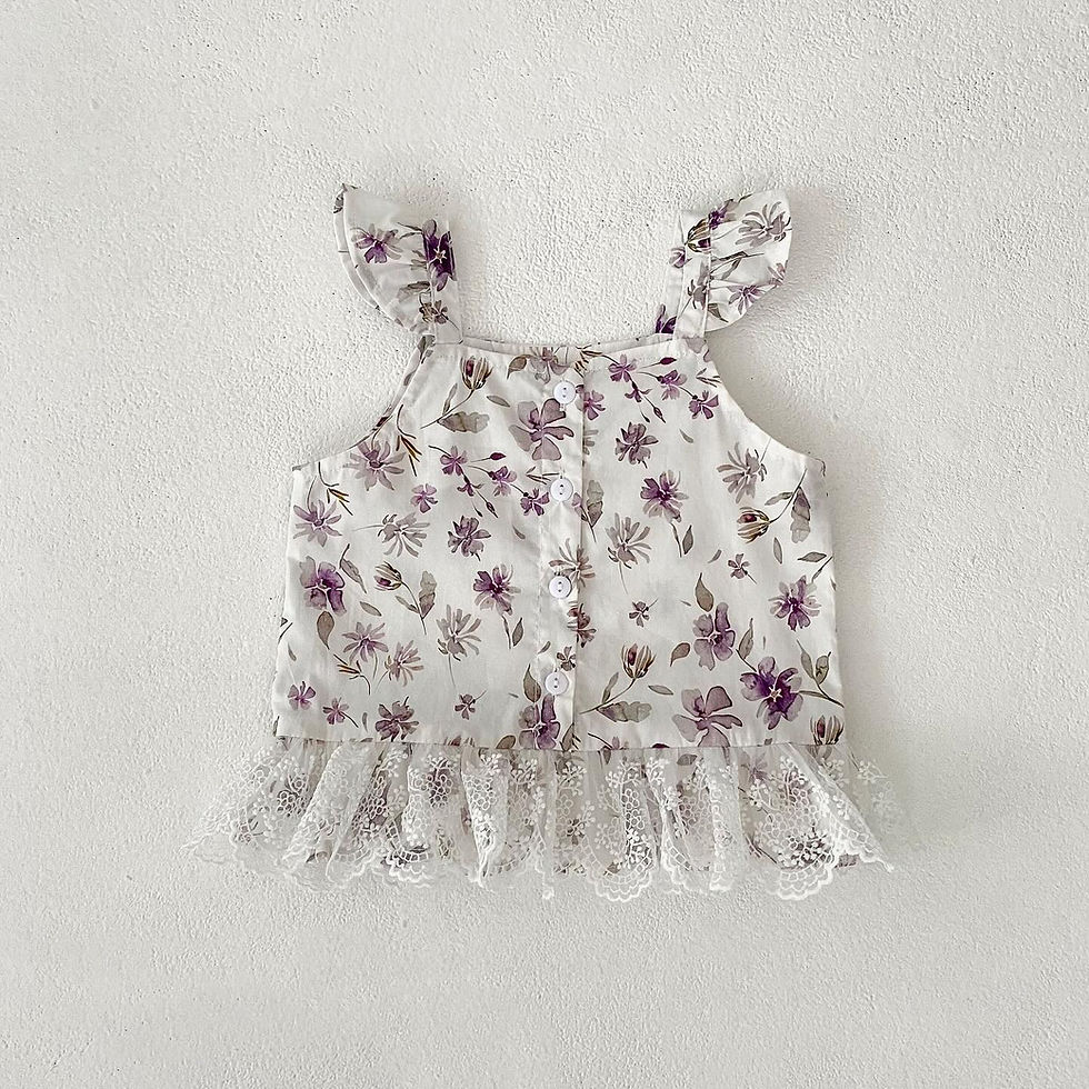 縮圖：紫色花花♥背心+短褲