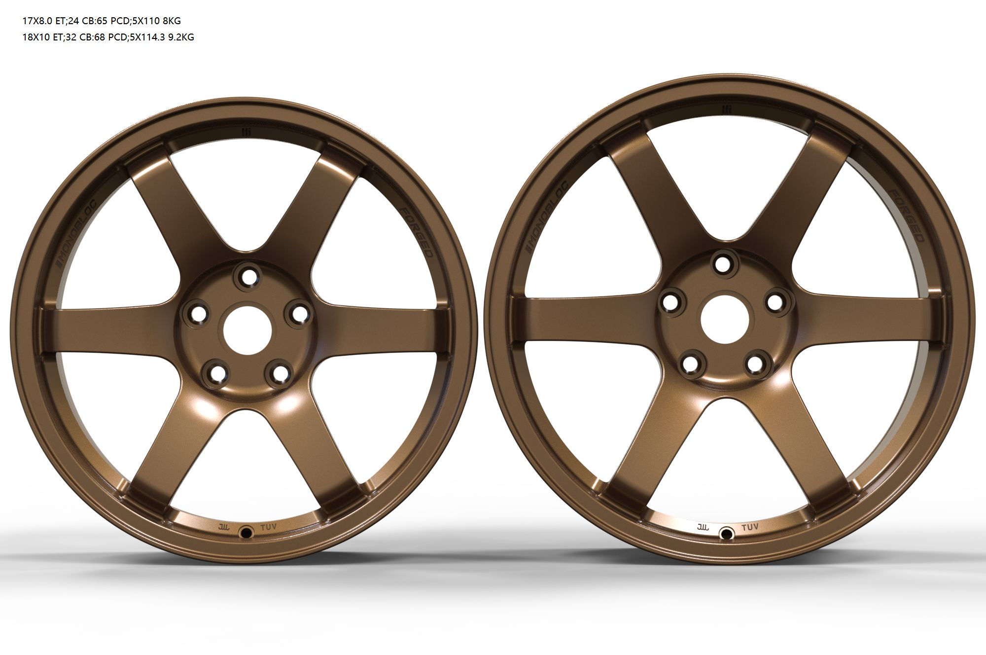 Used set - LA Forged MF606 Monobloc Forged wheels for Exige V6 - 1 set