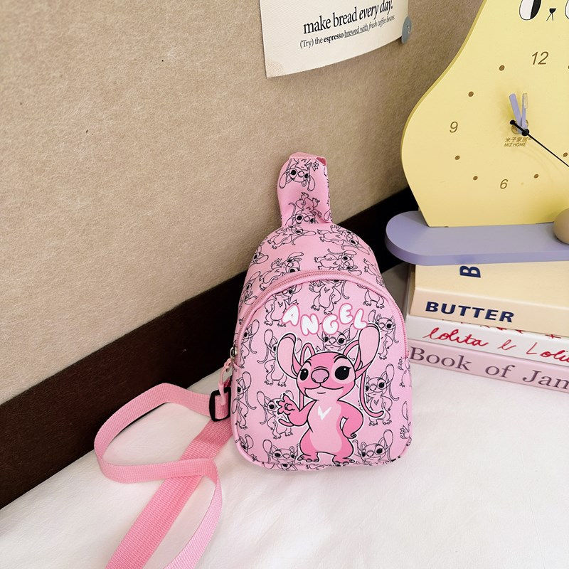 Thumbnail: Stitch & Angel Sling Chest Bag, Cartoon Anime Crossbody Bag, Fashionable Casual 