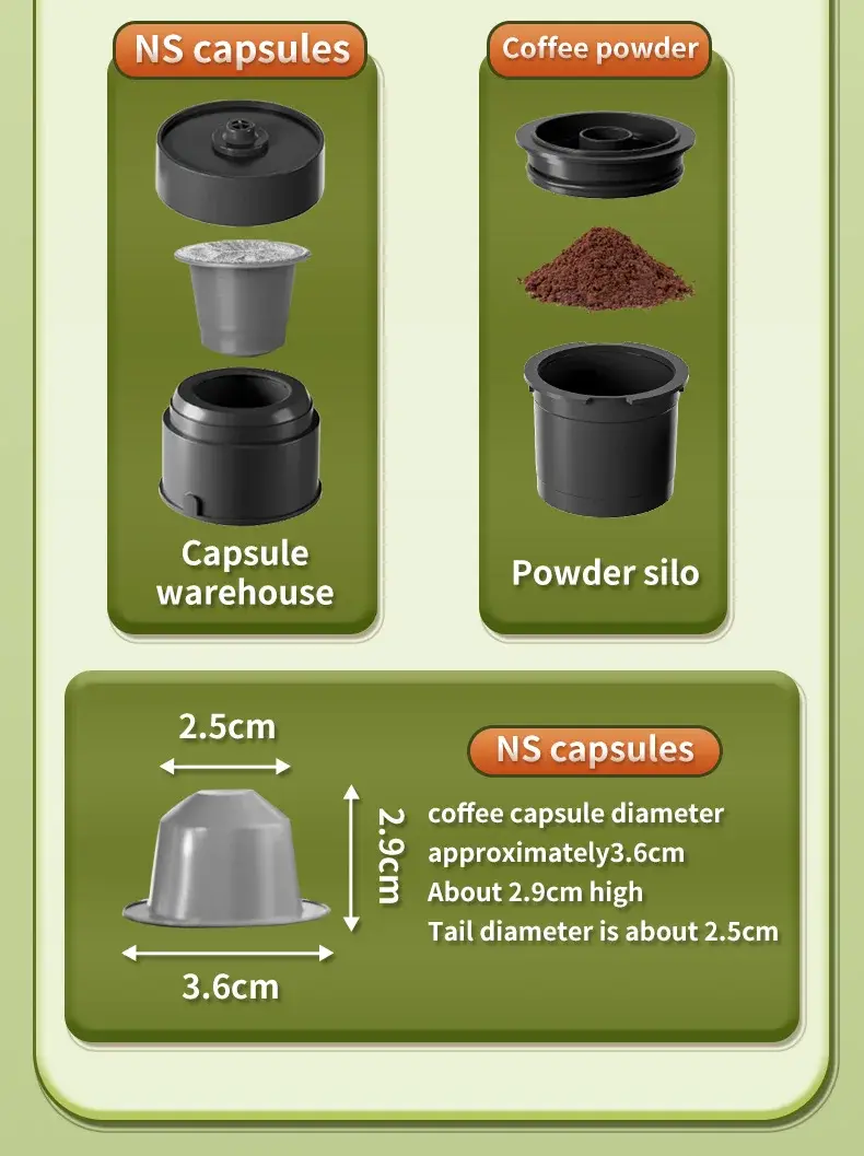 Thumbnail: TINSOL New 3 in 1 Wireless Portable Espresso Machine Capsule Coffee Powder Trave