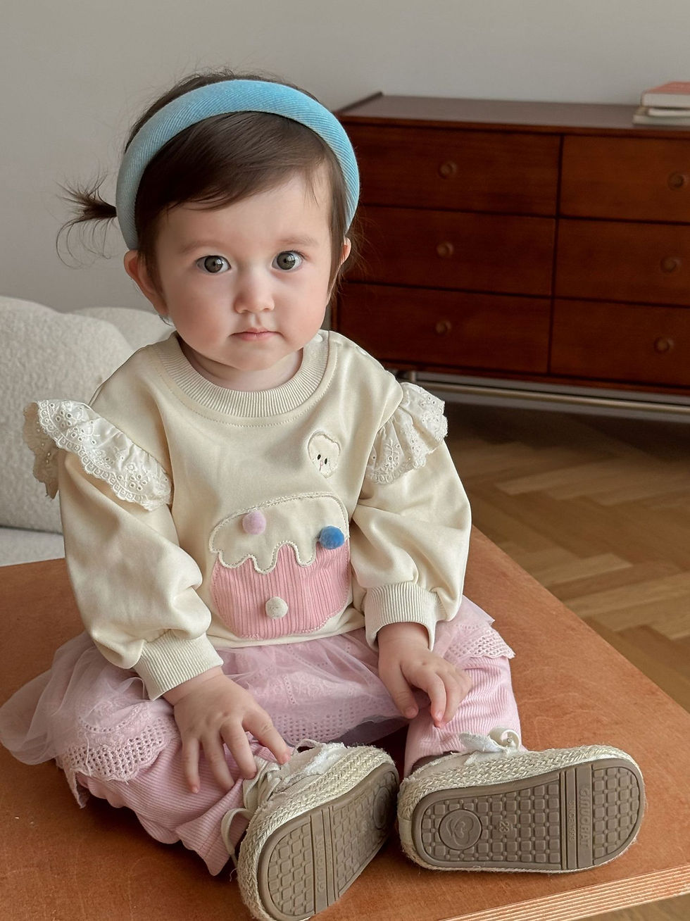 الصورة المصغرة: Toddler Girl Cotton Outfit 0-5Y Kids Girls Cupcake Applique Sweatshirt Children 