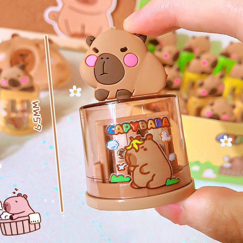 الصورة المصغرة: Cartoon Cute Capybara Pencil Sharpener Portable Mini Manual Pencil Sharpener Off