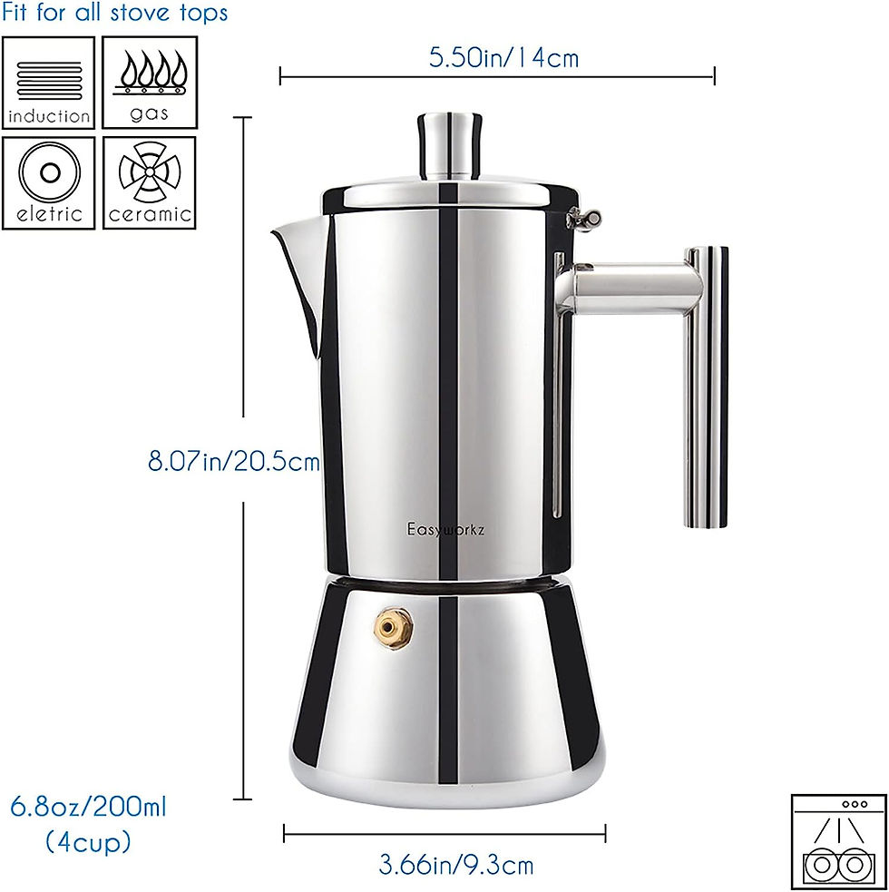 Easyworkz Diego Stovetop Espresso Maker Stainless Steel Italian Coffee Machine M