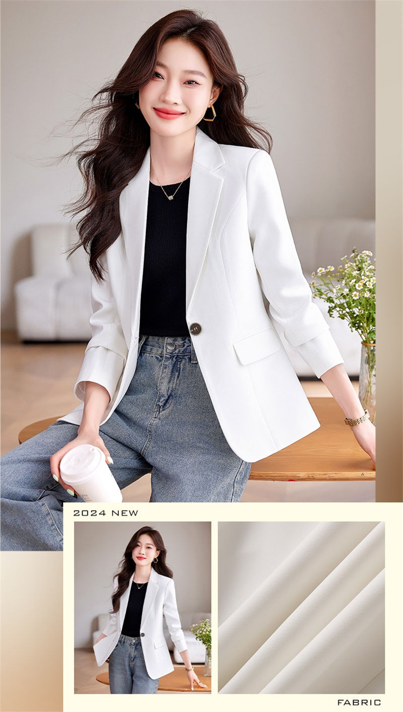 Thumbnail: Women Blazer Casual Single Button Long Sleeve Red Black White Slim Suit Ladies O