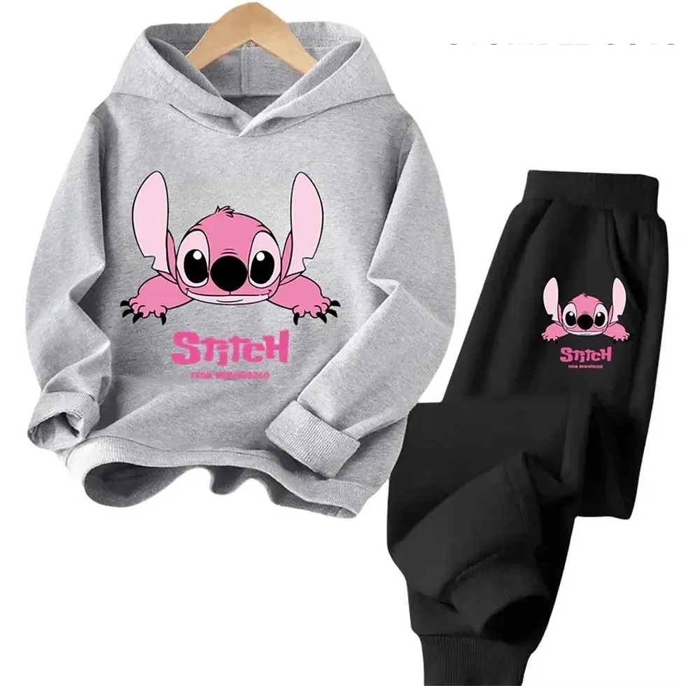 الصورة المصغرة: Children Hoodies Pant Suit Stitch Kawaii Fashion Sweatshirt Anime Tracksuit  Aut