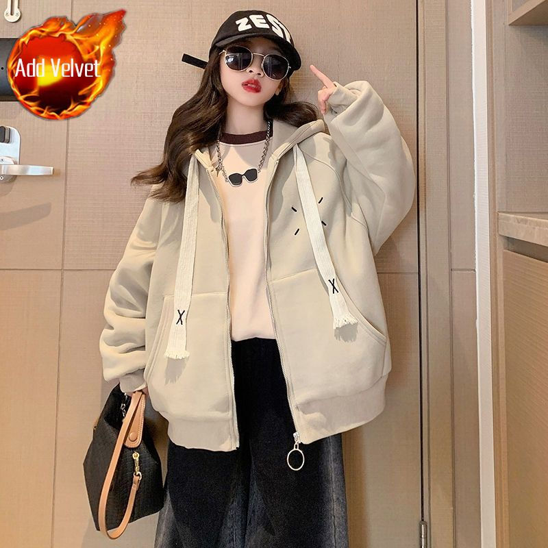 الصورة المصغرة: Girls' 2025 New Winter Thickened Fleece-Lined Alpaca Hooded Coat - Tween Size Wa
