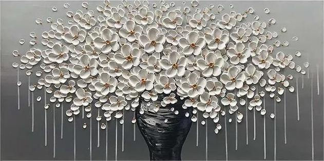 Modern Abstract White Flowers Vase Canvas Painting Posters Prints Texture Wall A